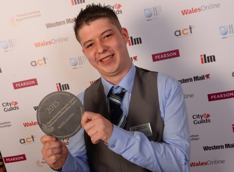 Rhys Lloyd with his award.