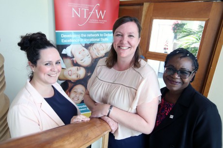The NTfW’s new interim chairperson Sarah John (centre) with Kelly Edwards (left) with Humie Webbe.