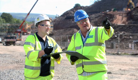Apprentice Rhys Donovan with Costain’s works manager Robert Satchell.