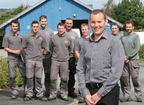 Innogy Renewables UK’s south maintenance manager Kevin Jones with members of his team in Llanidloes.