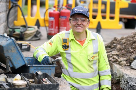 Sam Jones at work on a gas pipeline