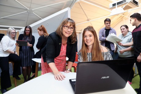 Elaine Short, learning and development specialist at the Intellectual Property Office, with apprentice Sara Davies.
