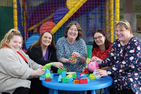 Tiddlywinks Day Nursery owner Vicky Williams (centre) with apprentices Kirsty Moores, Adriana Holland, Melissa Johnson and Leanne Edwards.