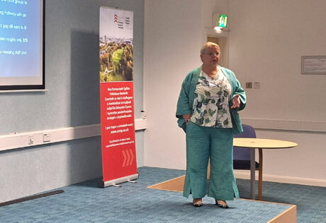 A speaker at the event